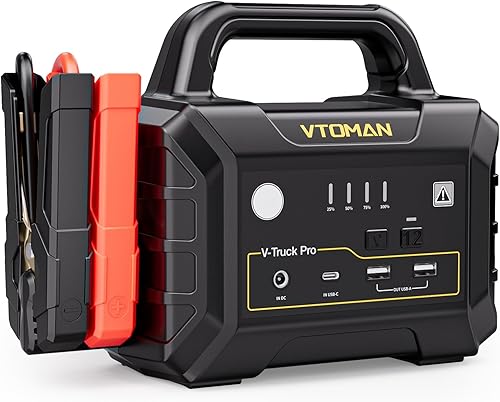 VTOMAN V-Truck Pro 8000A - Batería de coche con carga rápida de 65 W, 41600 mAh portátil para todo gasolina, caja de salto de 12 V con luz LED,