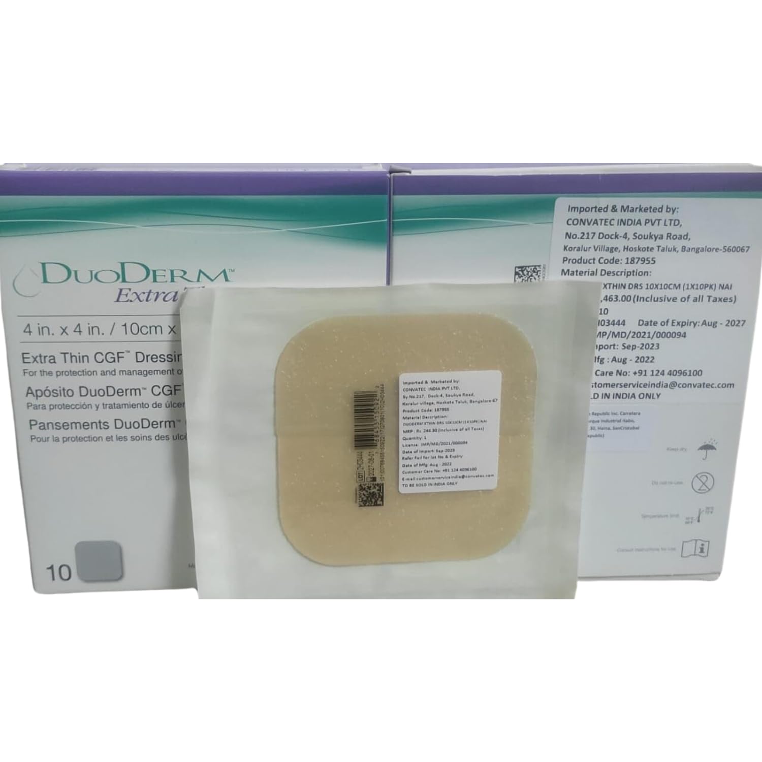 Duo Derm Extra Thin Hydrocolloid Dressing 6in x 6in (15cm x 15cm) | Wound Care Bandage for Blisters, Ulcers, & Minor Burns | Flexible & Waterproof Adhesive Patch — Amazon image 2