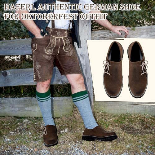 Cuffbow Lederhosen Shoes for Men Oktoberfest Costume Boots Authentic German Lederhosen Suede Leather Shoes Brown Casual Boots4