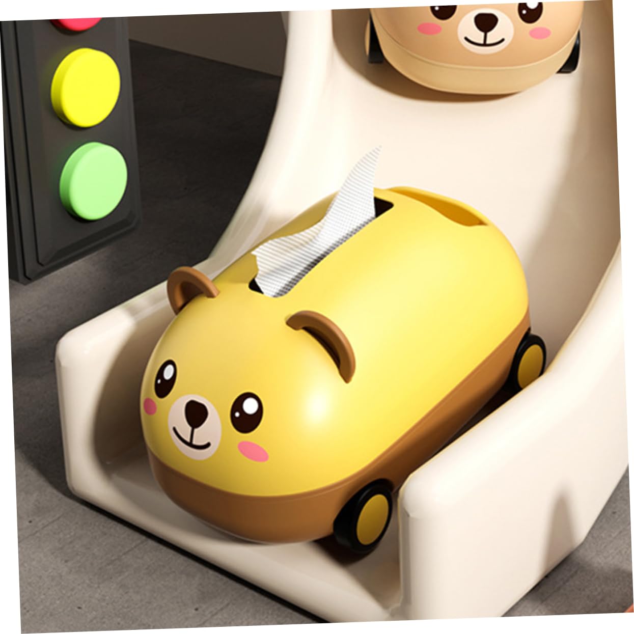 Unomor Elegant Cartoon Car Shape Napkin Container Tissue Box Holder Fine Texture