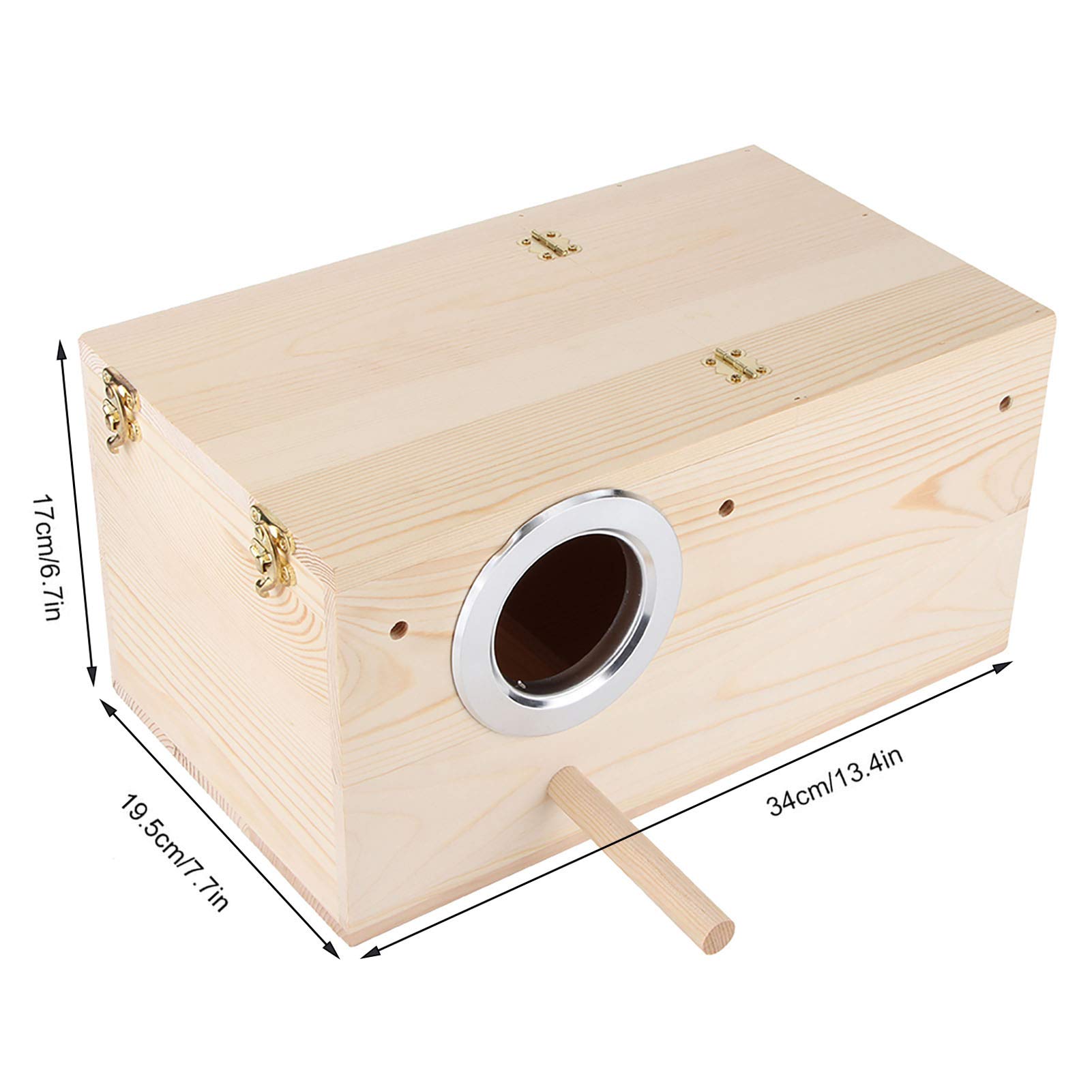 Sittich Nistkasten 34 x 19,5 x 17 cm Natürliche Vogel Zuchtbox Holz Haustier Zuchtbox Käfig Vogelhaus Papageien Paarungsbox mit Ständer für Fink, Kanarienvogel, Sperling