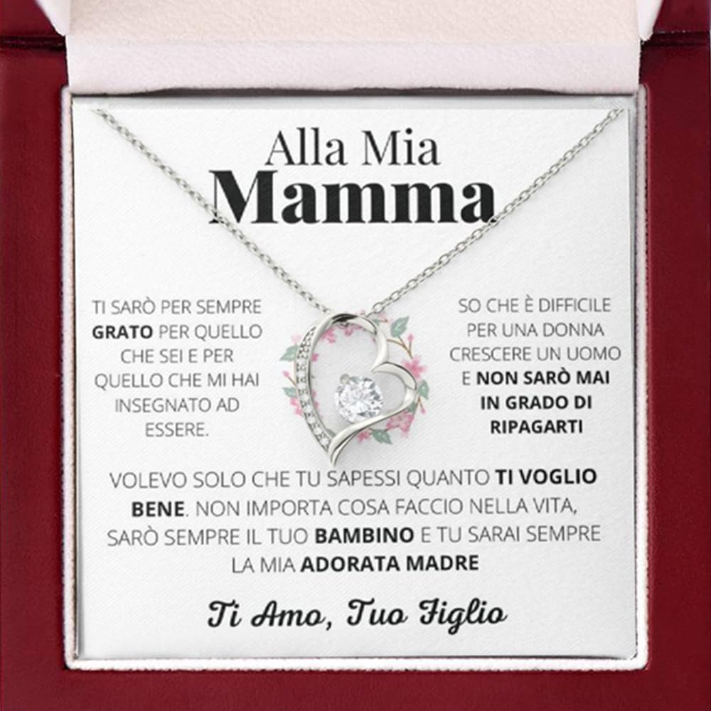 Luna Jewel Idea Regalo Mamma Collana Oro o Argento, con Cofanetto LED e Messaggio, Ciondolo Donna, Gioielli, per lei, Idee Compleanno, Madre, Festa della Mamma