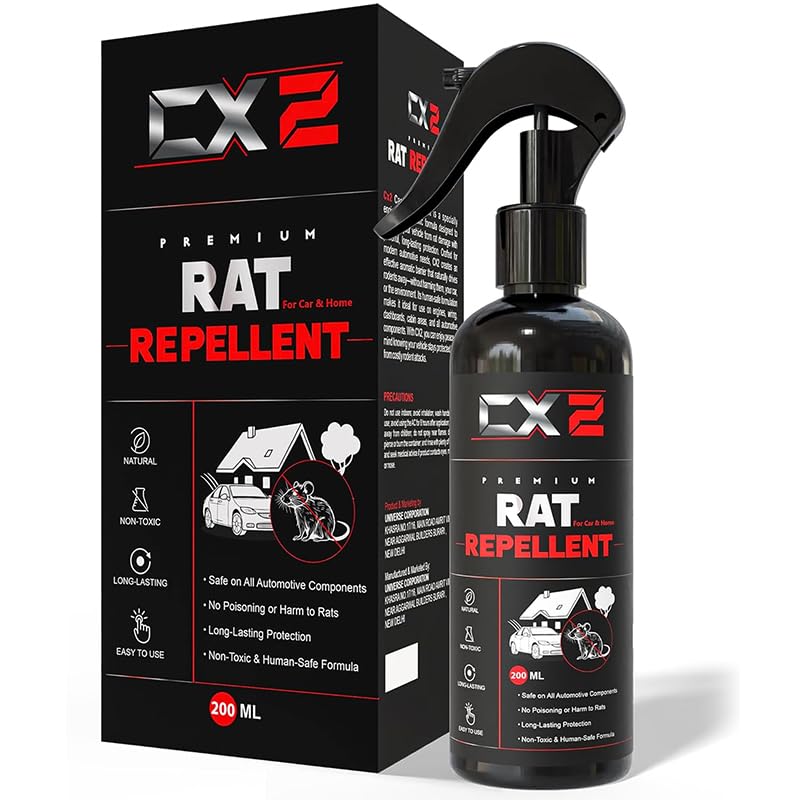 Image of CX2 Rat Repellent Spray for Car Home Office Mouse | Natural Powerful Pest Control Protect Wires in Car Bike Computer | Easy to Use, Non Toxic No Kill Only Repels