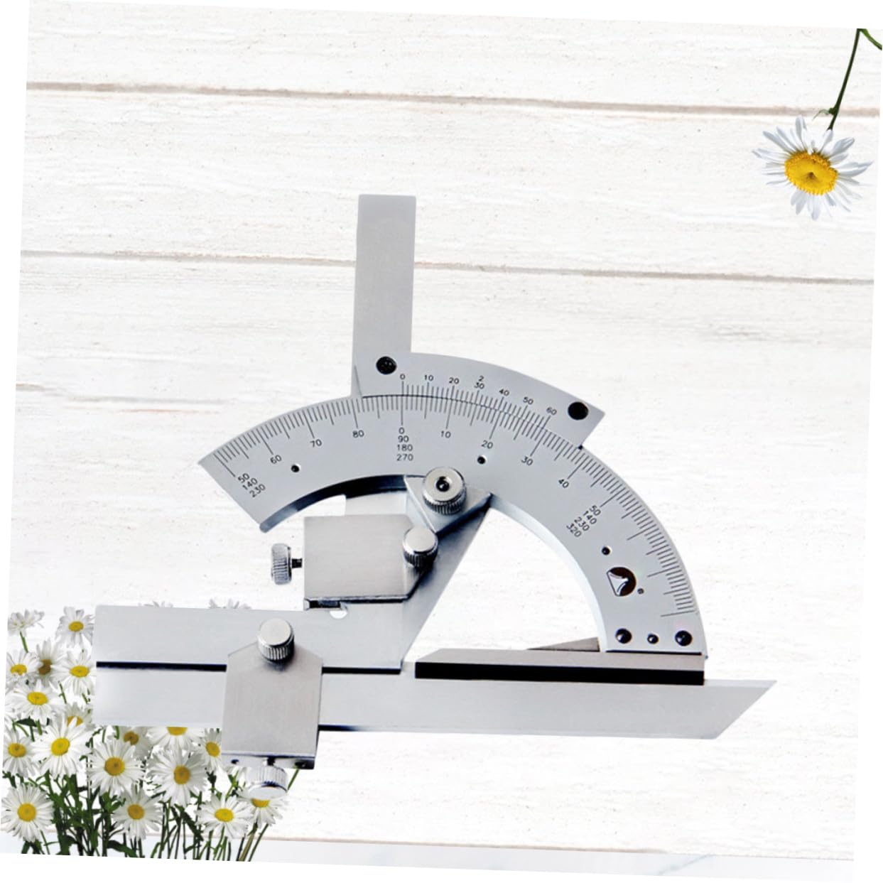 Gatuida Jauge d'angle à vernier avec réglage fin outil de mesure d'angle multifonction pour travail portable et antirouille