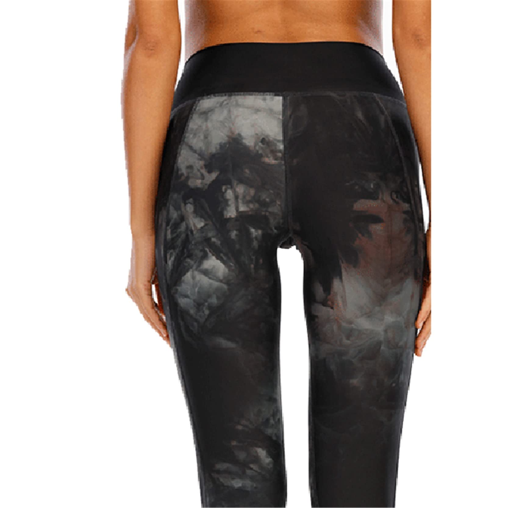 Legginsy z wysokim stanem dla kobiet, Kobiety z wysokim talią nadruki barwniki do jogi scrunk tyłek podnośnik rozciągliwe sportowe legginsy do jogi (Color : Black, Size : XXL)