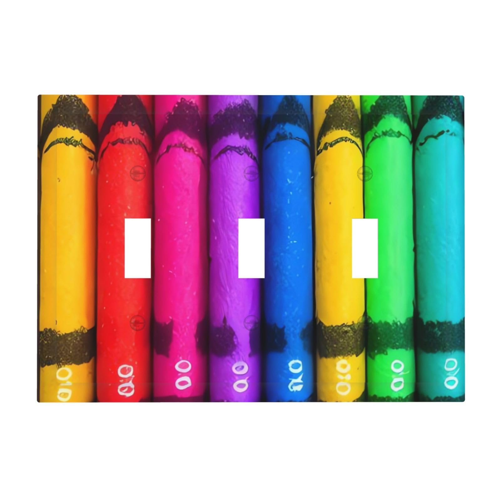 3-Gang Decorator Wall Plate colored crayons Light Switch Cover Triple Toggle Receptacle Wall Plate Mid Size 4.8" x 6.7" Wallplate Unbreakable Polycarbonate Outlet Faceplates Covers