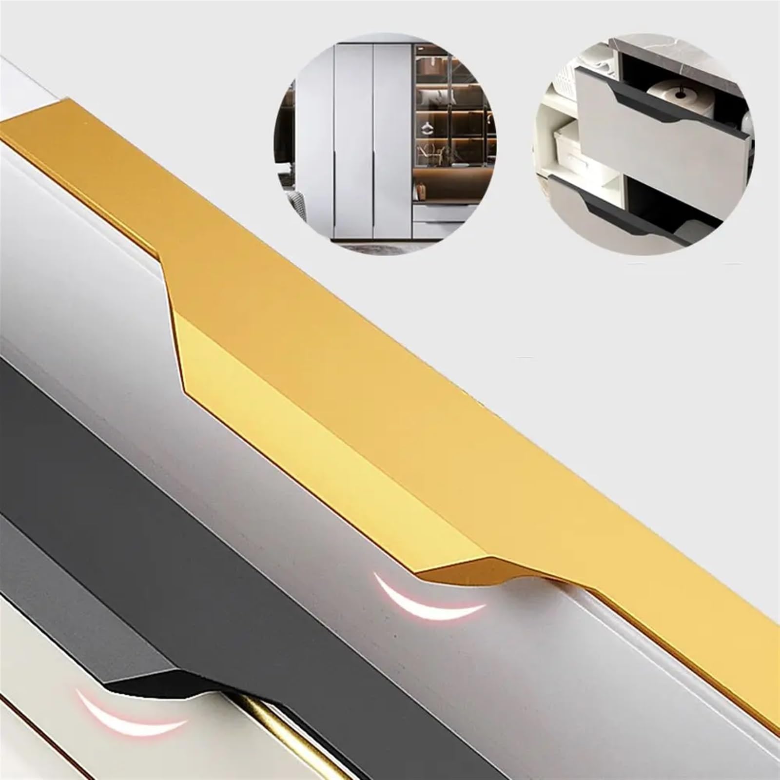 1 tirador oculto de aleación aluminio for puerta, pomo for armario cocina, herrajes for muebles, decoración del hogar(Black 500mm)