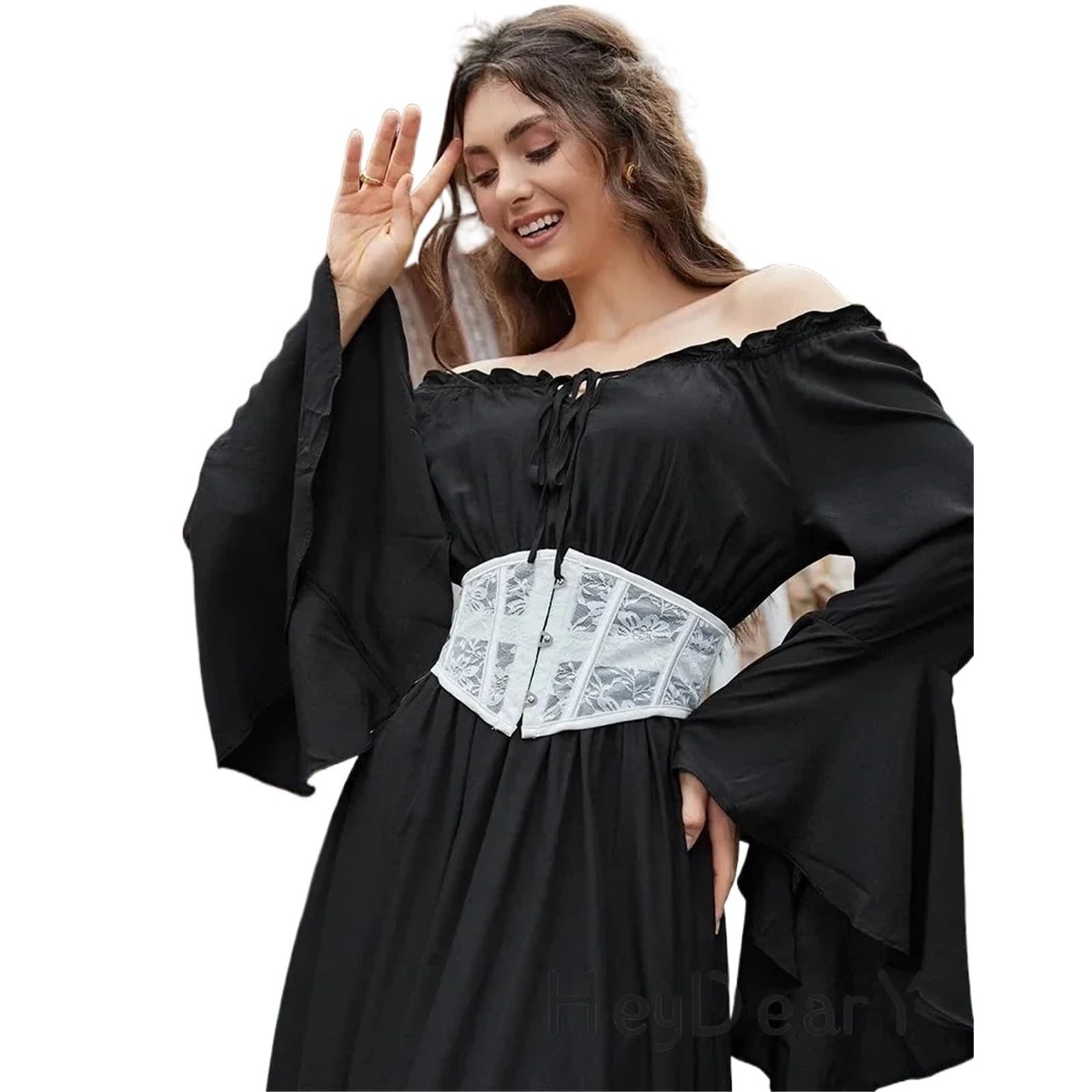 Corset Bustier Femme Elegant Black Gothic Lace Corset Belt – Ideal For Evening Wear And Cosplay Events