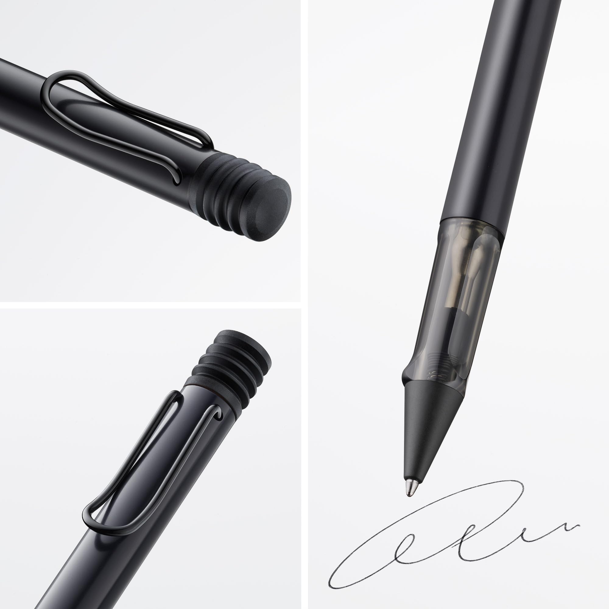 Lamy AL-star czarny - długopis z przezroczystym, ergonomicznym uchwytem i szerokością linii M - lekki aluminiowy korpus - z wkładem o dużej pojemności M 16 w kolorze czarnym