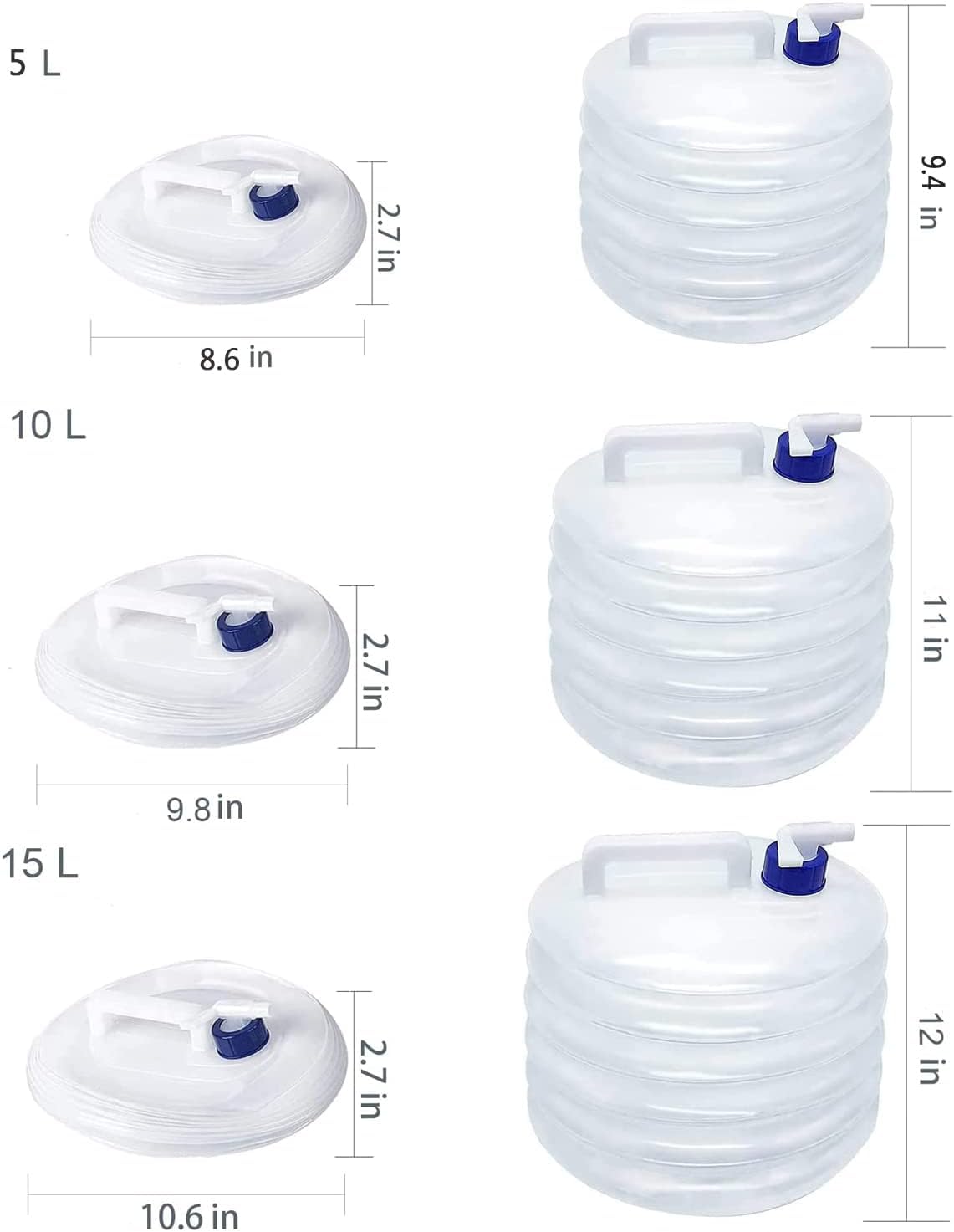 Lottogo water container,10L Folding Water Bucket Portable Collapsible Water Storage,Water Carrier Water Tank for Camping Hiking Fishing Climbing Travel Outdoor - Image 3