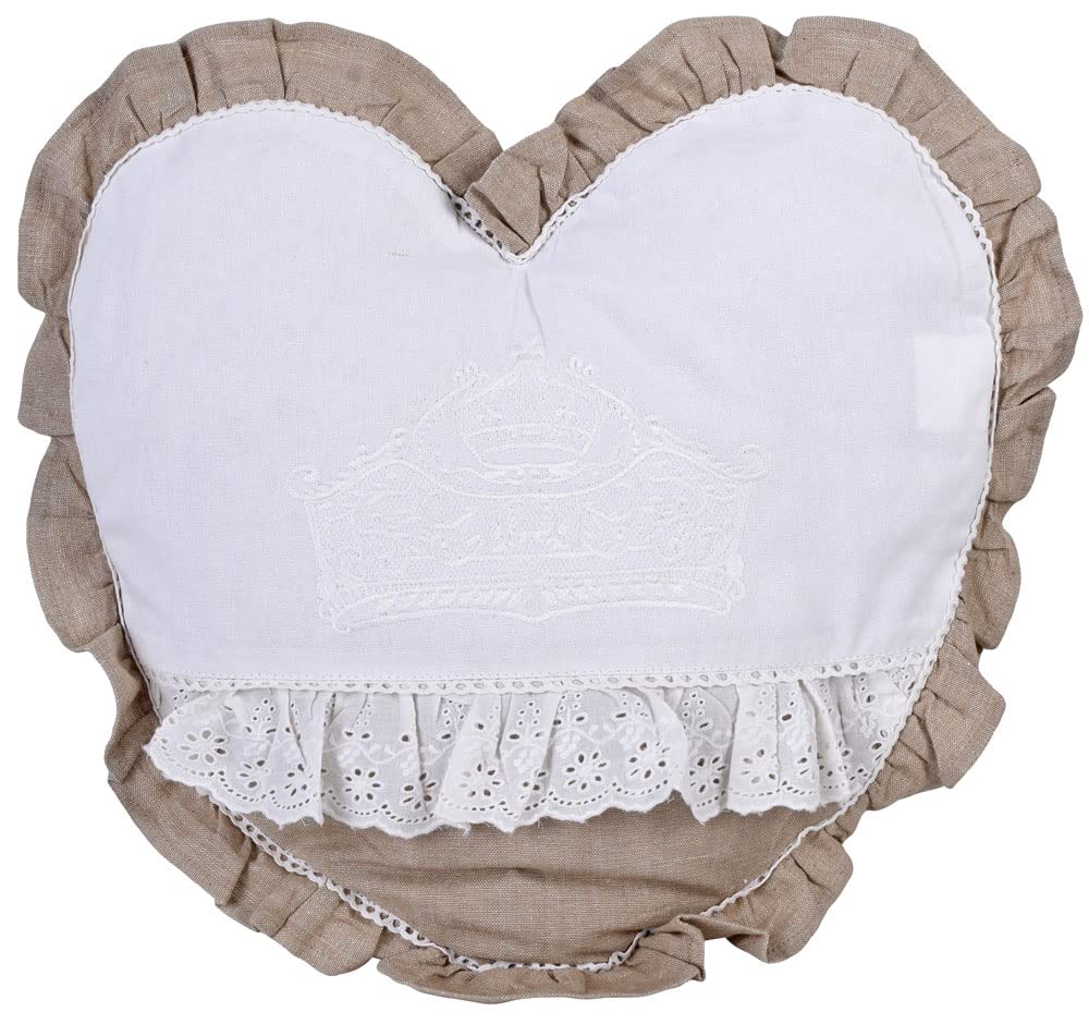 Cuscino Decorativo A Cuore Con Pizzo E Monogramma Ricamato – Stile Nostalgico 40x40 Cm – Palazzo Exclusive - 2