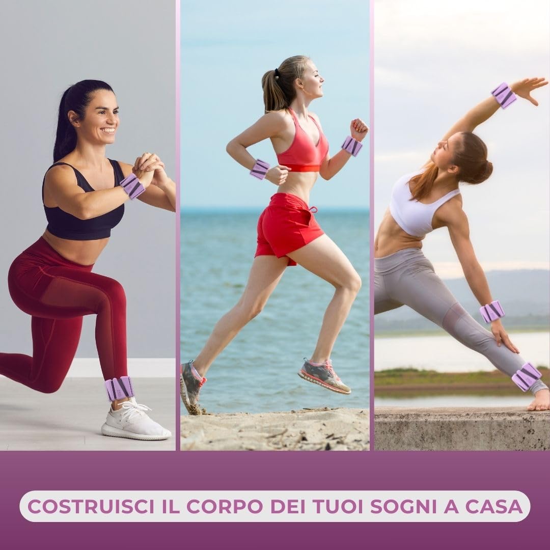 Swiss Activa+ set di 2 pesi da 1 libbra per polso e caviglia, set di pesi regolabili per le donne - Cardio, attrezzi per l'allenamento della forza, attrezzi per il pilates per l'allenamento a casa.