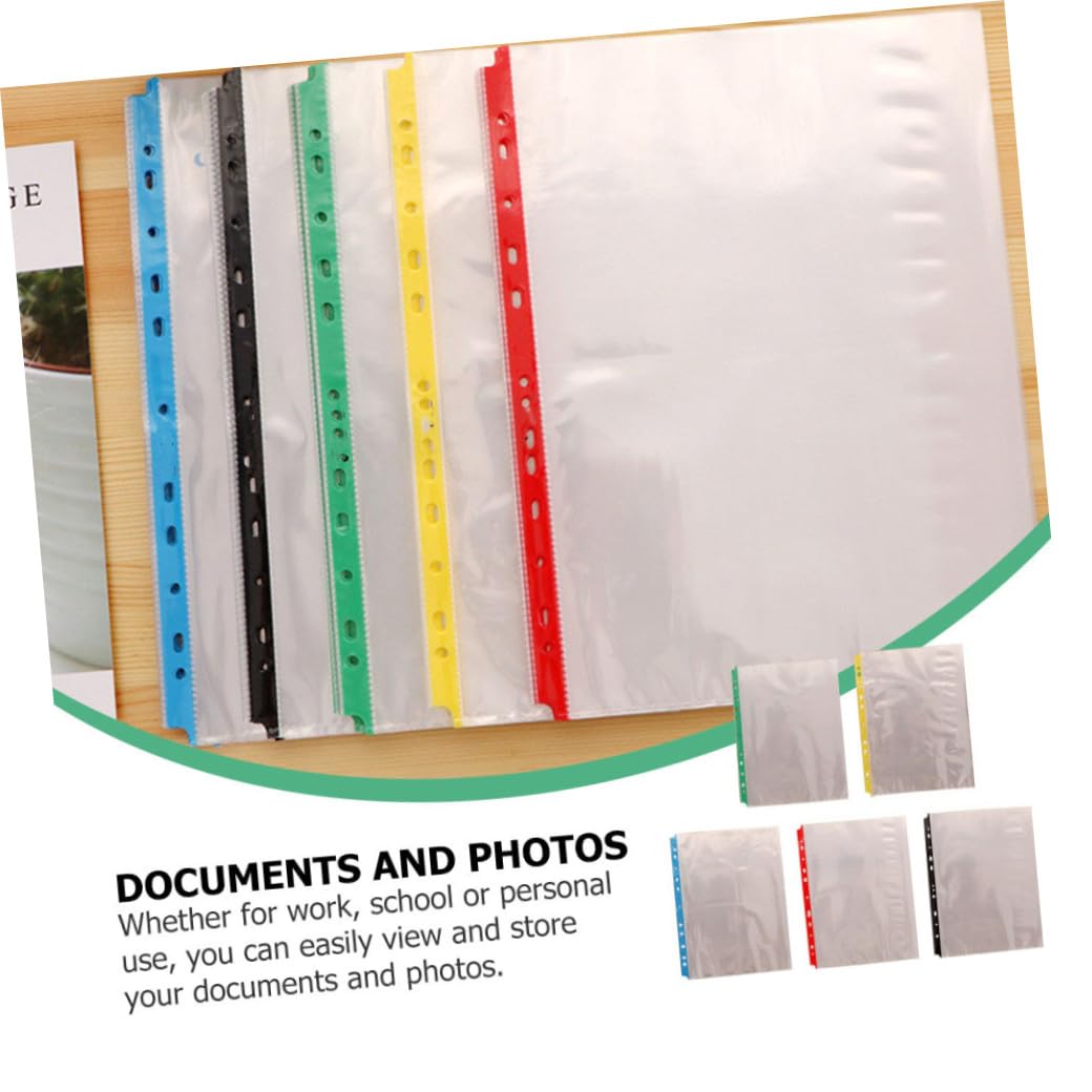 Pochettes de Protection Perforées à 11 Trous A4 en Pp, Lot de 100 Pièces, Facile à Insérer, Antistatique, pour Rangement de Documents Bureau L'école