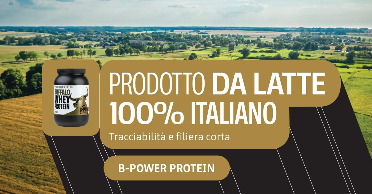 Buffalo Whey +80 Proteine in Polvere Concentrate Gusto Cioccolato 100% Italiane da Latte di Bufala, 24g di Proteine 5.5g BCAA Vitamine Gruppo B e D per supporto muscolare (34 dosi x 1020g)