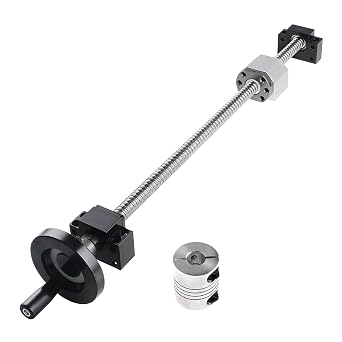 SFU1605 Ball Screw Set SFU1605-500mm BallScrew with Nut + Hand Wheel + BK12/BF12 End Supports + Coupler and Screw Nut Housing, BallScrew Kit for Milling Machine