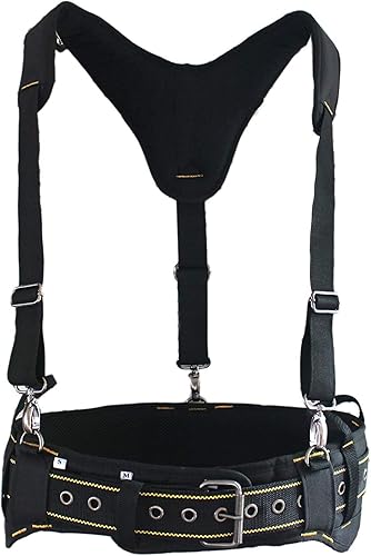 Miniatura 3 de AISENIN Tirantes de cinturón de herramientas de alta resistencia para hombres, tirantes acolchados de 3 puntos, tirantes de construcción para