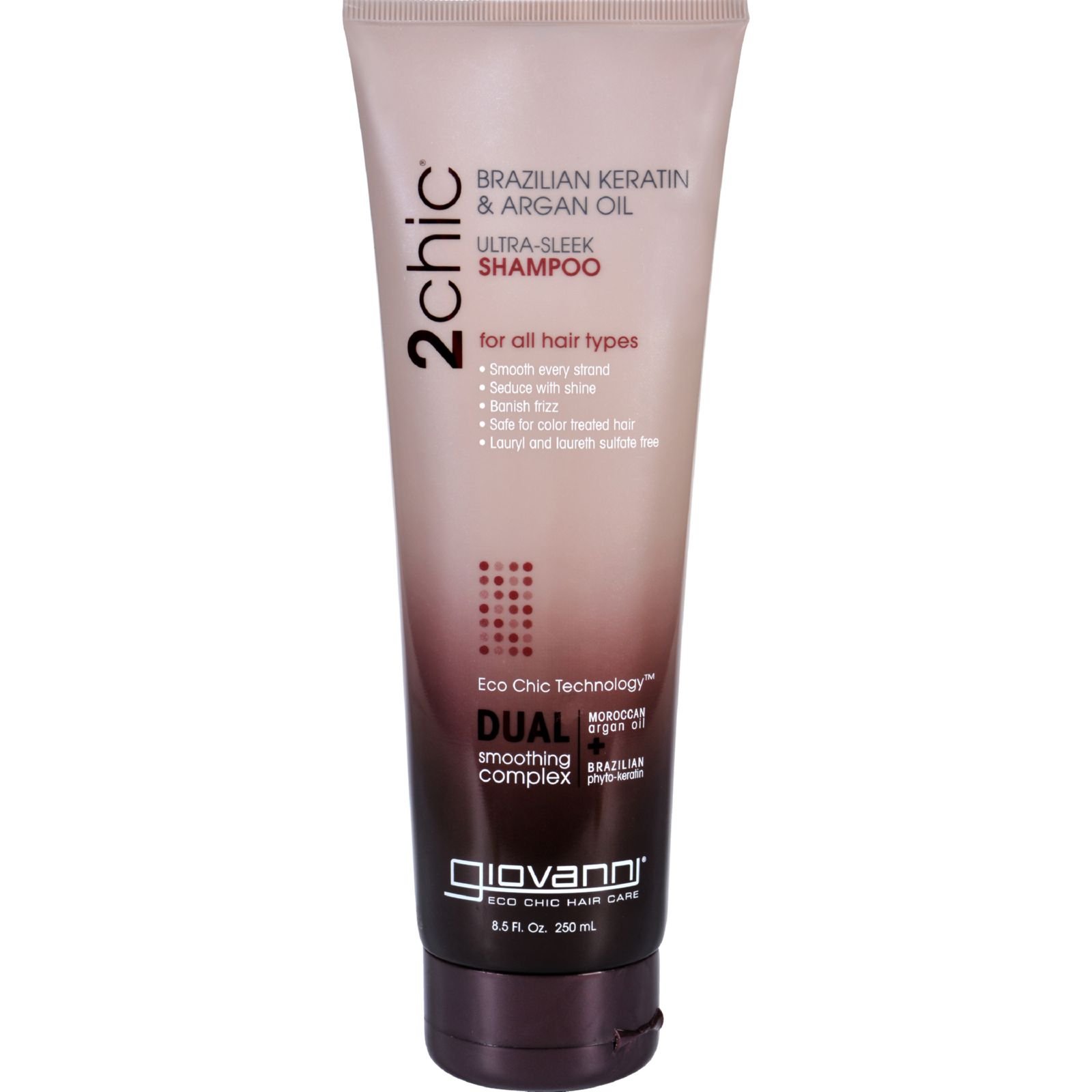 Pack of 3 x Giovanni 2chic Ultra-Sleek Shampoo with Brazilian Keratin and Argan Oil - 8.5 fl oz