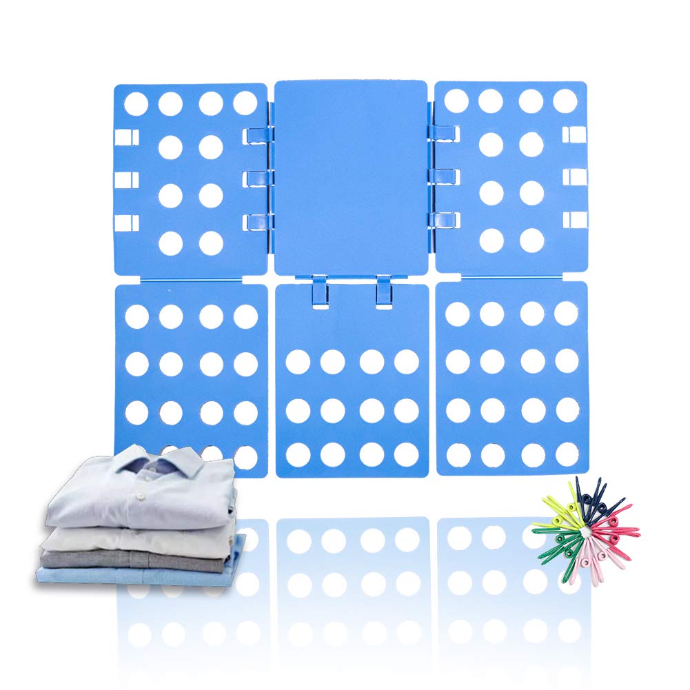 ValueHall Clothes Folder T-shirt Folding Board Adjustable Clothes Folding Board Kids Adult Laundry Organizer Clothes Flip Fold for Shirts and Trousers V7031A (Blue)