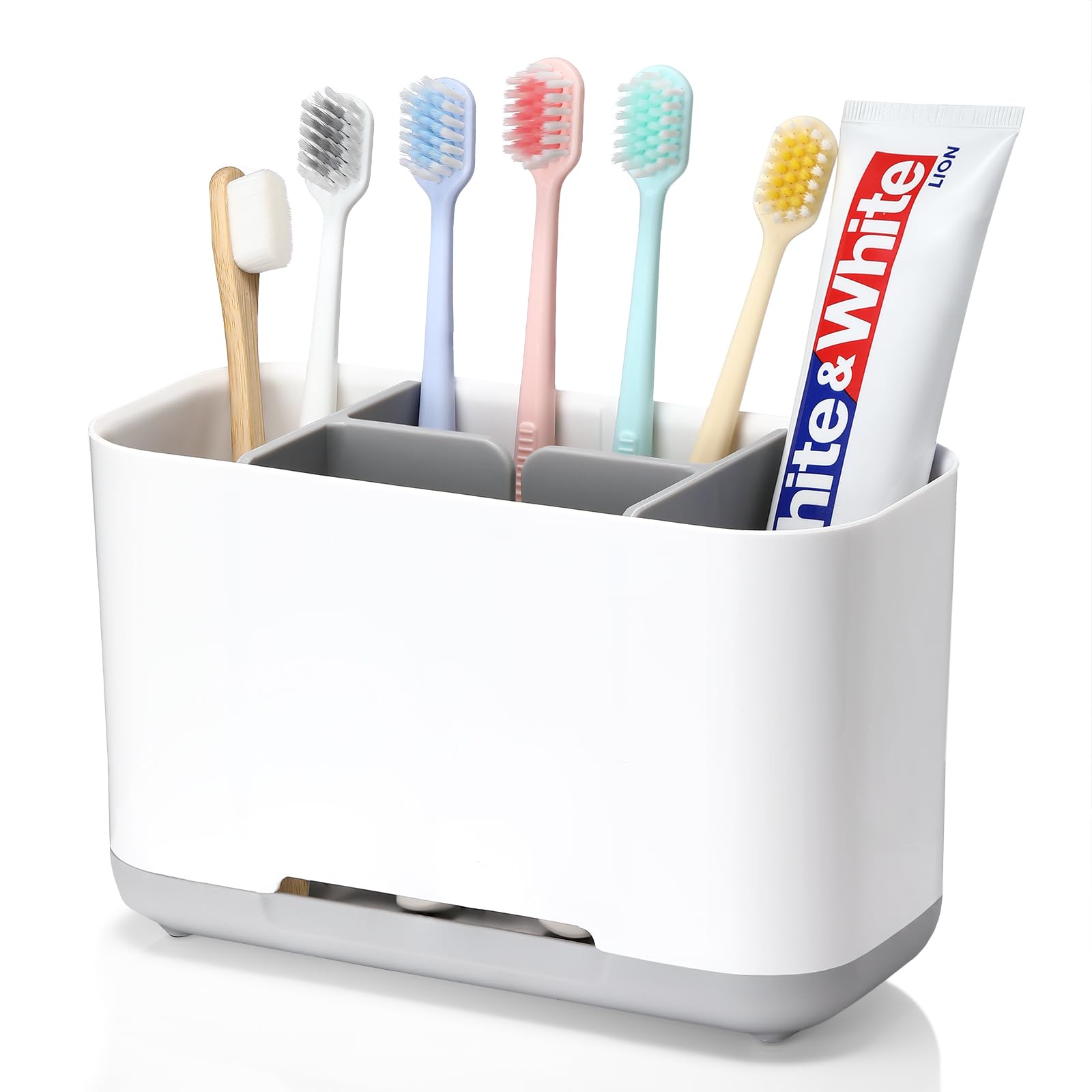 Portaspazzolino Da Bagno Con 3 Scomparti - Organizer Per Spazzolini Elettrici, Dentifricio, Smontabile E Antiscivolo - Foto 6