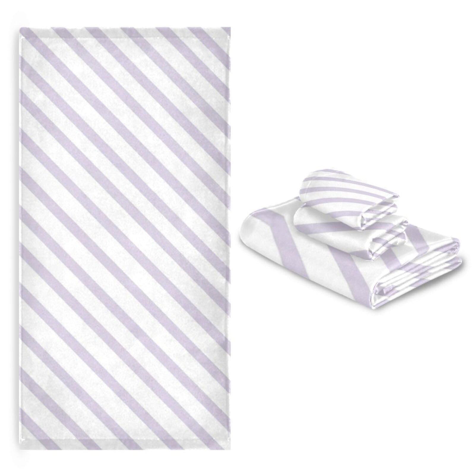 Set di 3 asciugamani morbidi a righe viola, 1 asciugamano da bagno, 1 asciugamano per le mani e 1 panno per la casa, cucina e famiglia