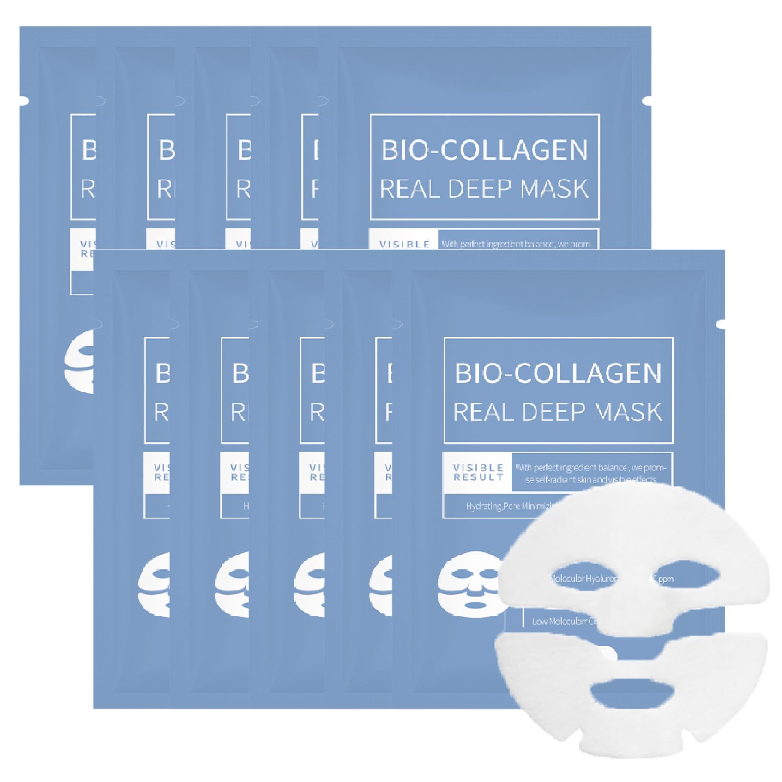 10Packs Coco Bio Collagen Mask, Bio Collagen Coco Face Mask Overnight, Korean Deep Collagen Anti Wrinkle Lifting Mask Overnight