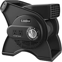 Lasko 12" Pivoting High Velocity Utility Blower Fan U12104 - 289 CFM, 3 Speeds, 2 Outlets, Portable Air Mover for Garages & Job Sites