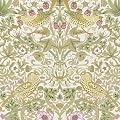 HueBurst William Morris Vintage Peel and Stick Wallpaper 17.7 x 118in Strawberry/Bird Botanical Self Adhesive Removable Waterproof Contact Paper for Living Room Bedroom Cabinets Drawers Decor