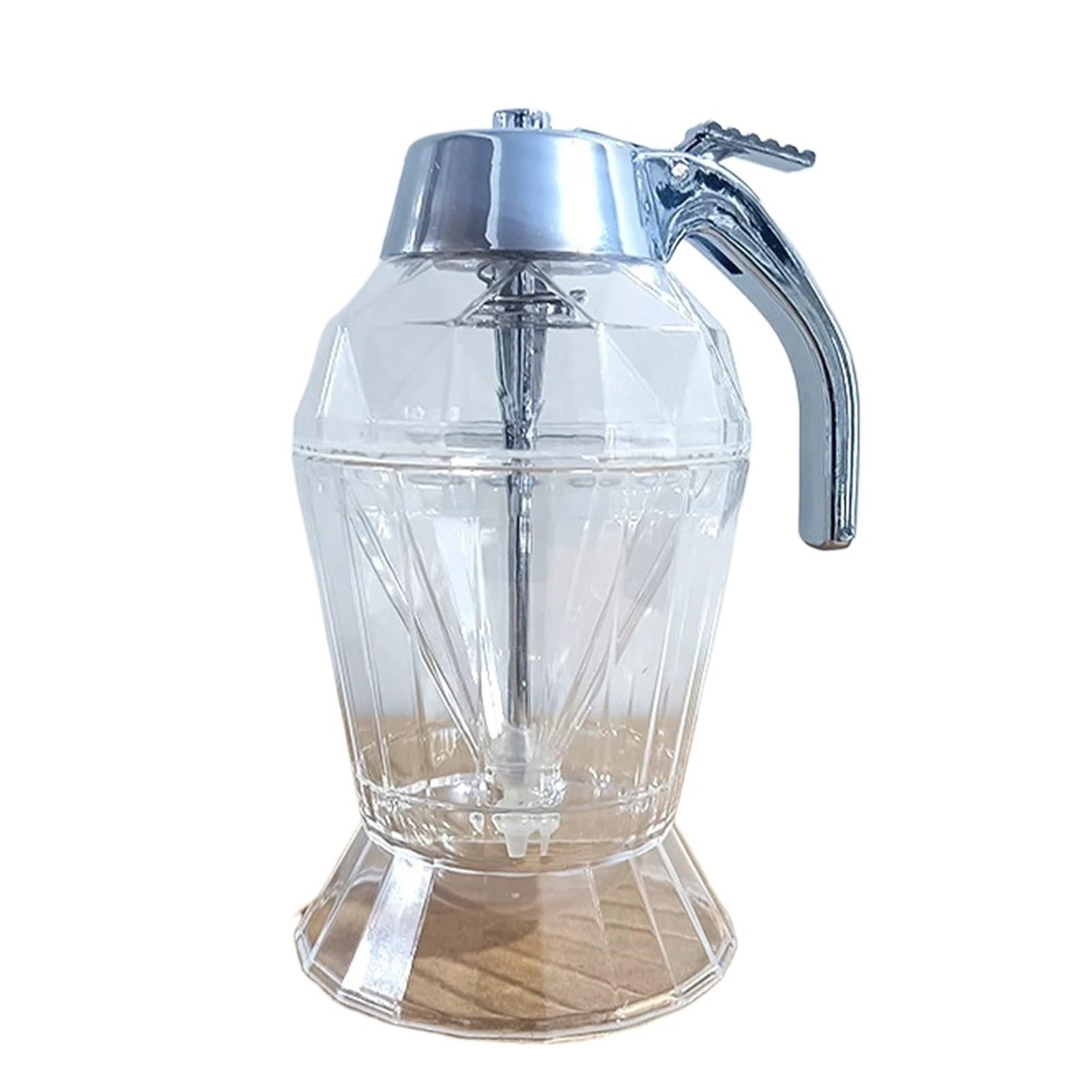 EnxJire Honey Dispenser Syrup Dispenser No Drip Honey Pourer Olive Oil Bottle for Home Kitchen Storing(Diamond Shape)