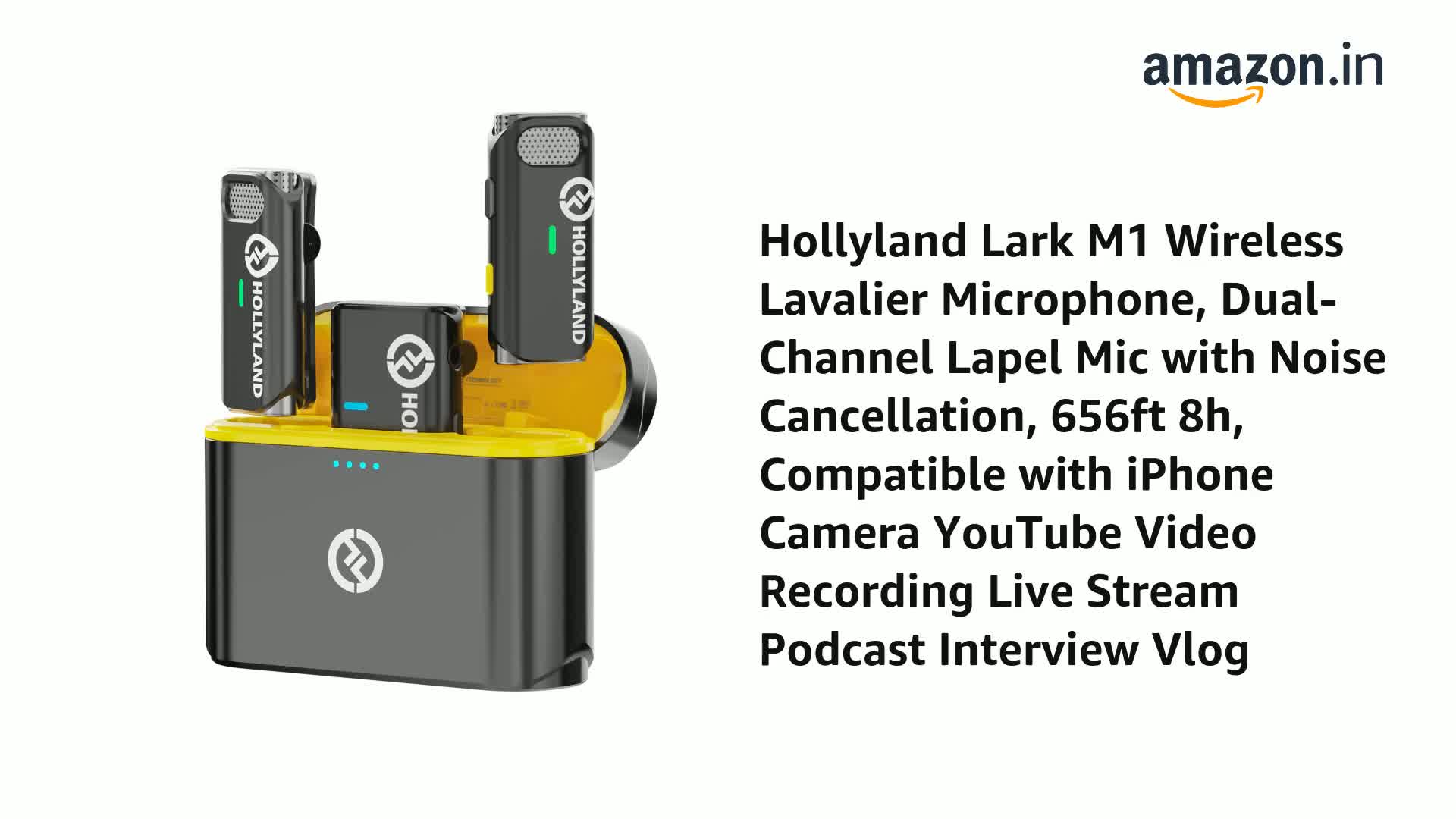 HOLLYLAND LARK M1 デジタルワイヤレスマイク Hollyland Lark M1 Wireless Lavalier Microphone, Dual-Channel Lapel