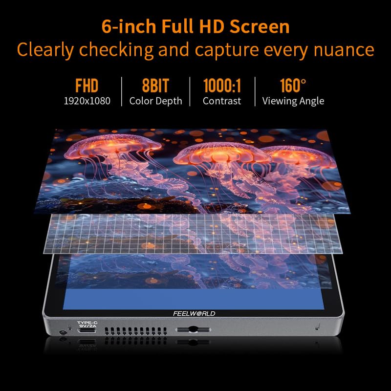 Amazon.com : FEELWORLD P6XL 6 Inch Aluminium Built-in Battery