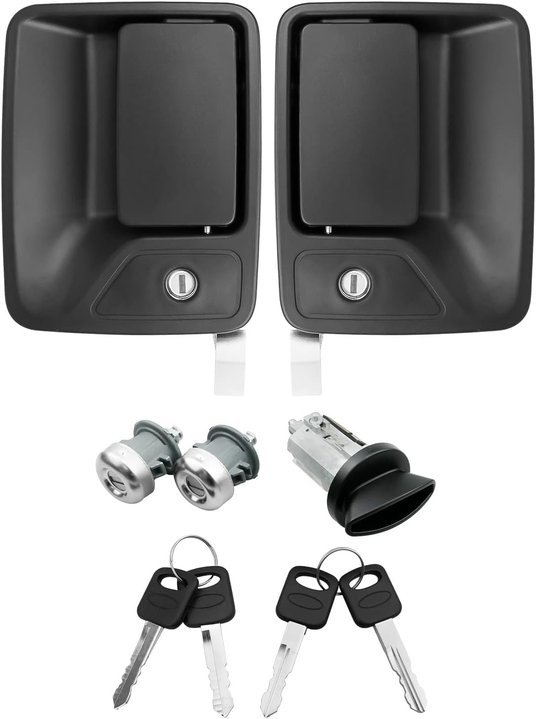 Exterior Door Handle with Ignition and Lock Cylinder Fit for Ford F-250 F-350 F-450 F-550 1998-2007, Handles Repair Kit Compatible with Excursion 2000-2005