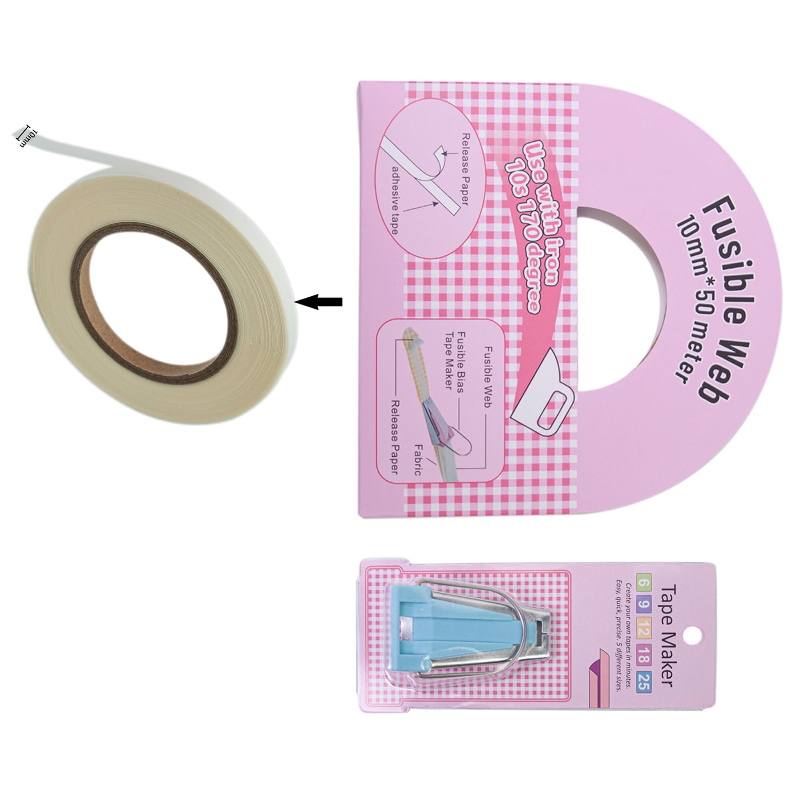 ljhnba Fusible Bias Tape Maker and Iron on Binding for Creative Sewing Dressmaking 1.64ft Long Maker