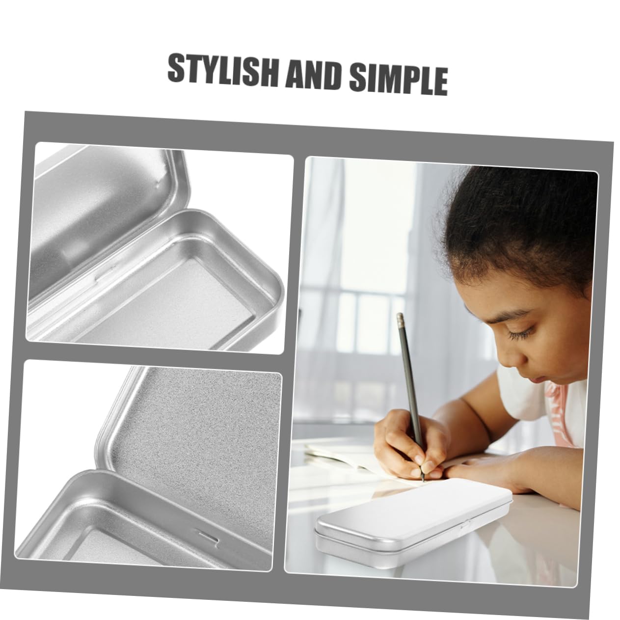 Astuccio Organizer Scuola in Latta Argento 6 Pezzi, Elegante | Festa Scuola Decor, Portatile e Resistente All'acqua, per Gomme e Articoli di Cancelleria