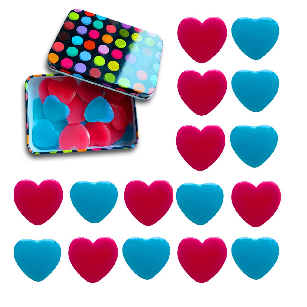 5D DIY Diamond Painting Tool,16 Pieces Blue Pink Heart Wax Glue Clay for Diamond Pen and 1 Pieces Tin Box