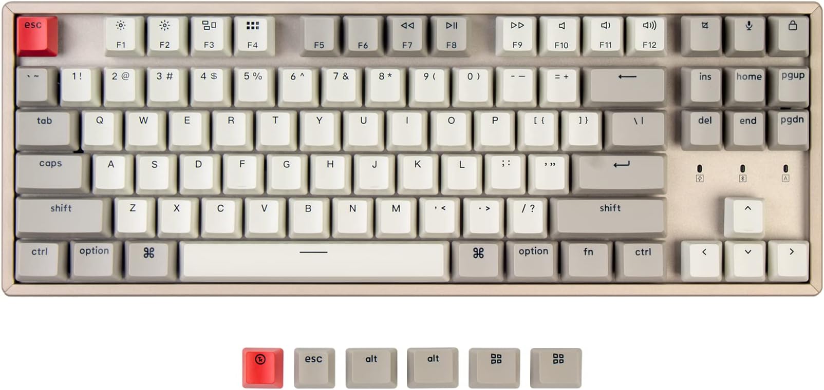 Keychron K8 87-Key Tenkeyless Layout Hot-Swappable Wireless Bluetooth Mechanical Keyboard for Mac Windows, Multitasking USB Wired Gaming Keyboard with Keychron Mechanical Red Switch Aluminum Frame
