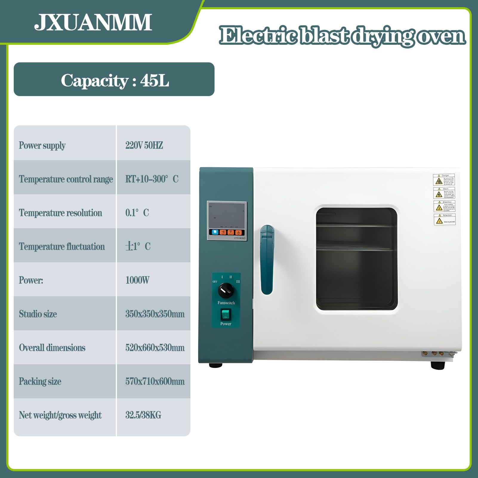 Laborofen, 110 V/220 V, industrieller Trockenofen, digitaler Umluft-Labor-Trockenofen, elektrischer Ofen mit konstanter Temperatur, RT+10 °C ~ 300 °C,45L-1000W