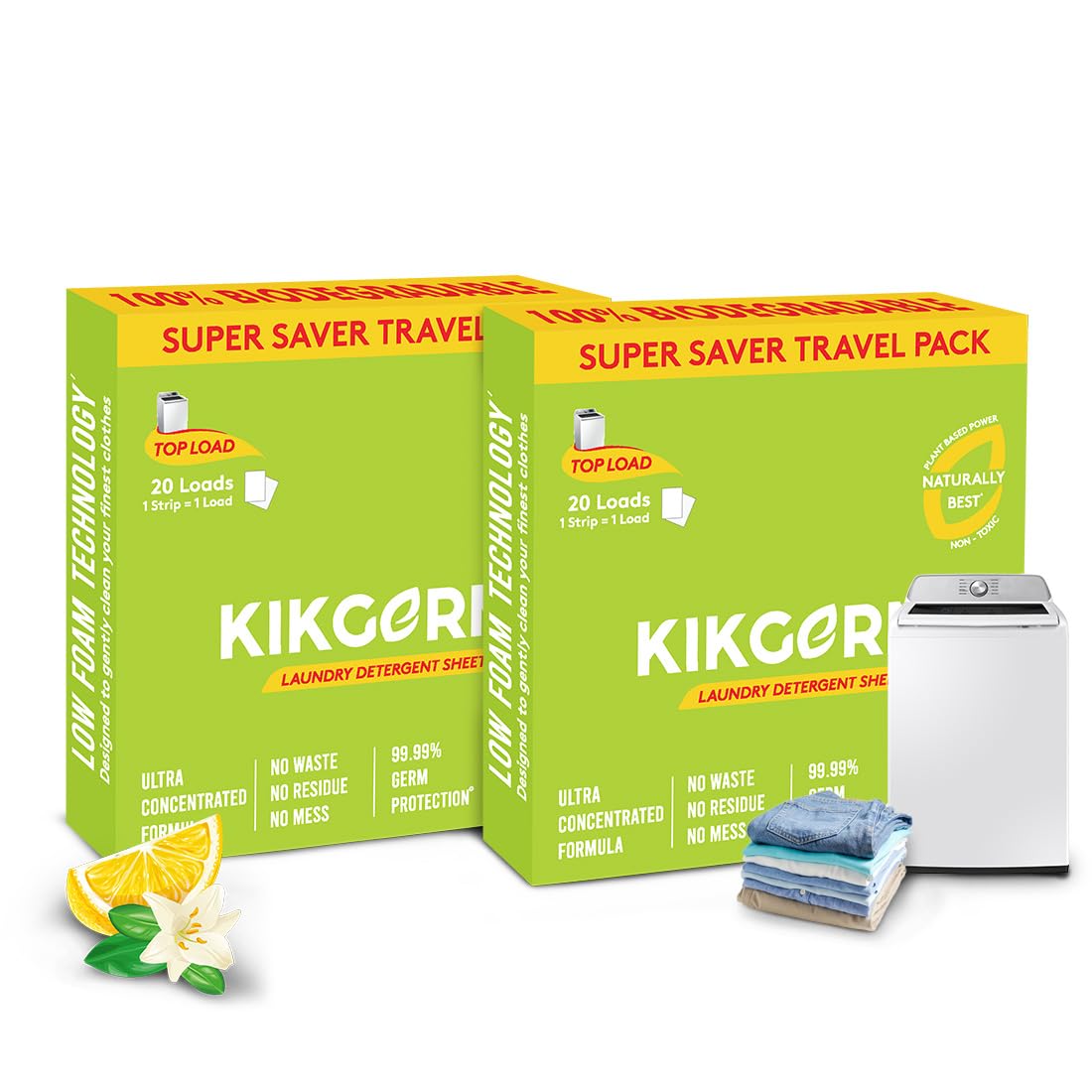 KIKGERM Top Load Laundry Detergent Sheet Biodegradable Plant Based Eco-Friendly Pre-Dosed & Easy To Use - 20 Loads (Pack of 2) (B0CWR52PZW) Amazon Price History, Amazon Price Tracker