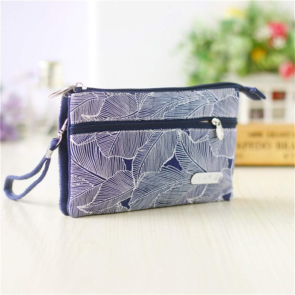 YangSJ Hand Cosmetic Bag Hand Cloth Cotton Mobile Bag,Blue-Leaf Lador