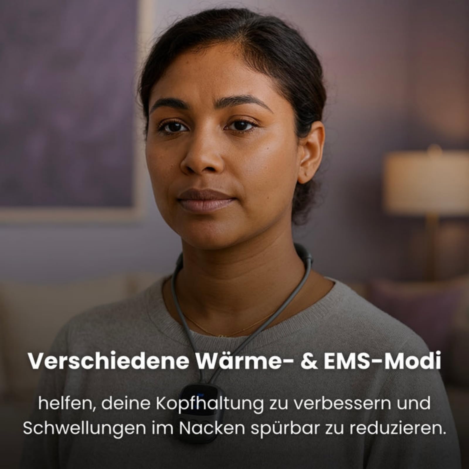 Raviso Tragbarer Nackenmassager，Intelligentes Nackenstützgerät mit konstanter Temperatur, 4 Programmen, 9 Intensitätsstufen und 3 Heizstufen – ideal für den Einsatz im Büro und auf Reisen