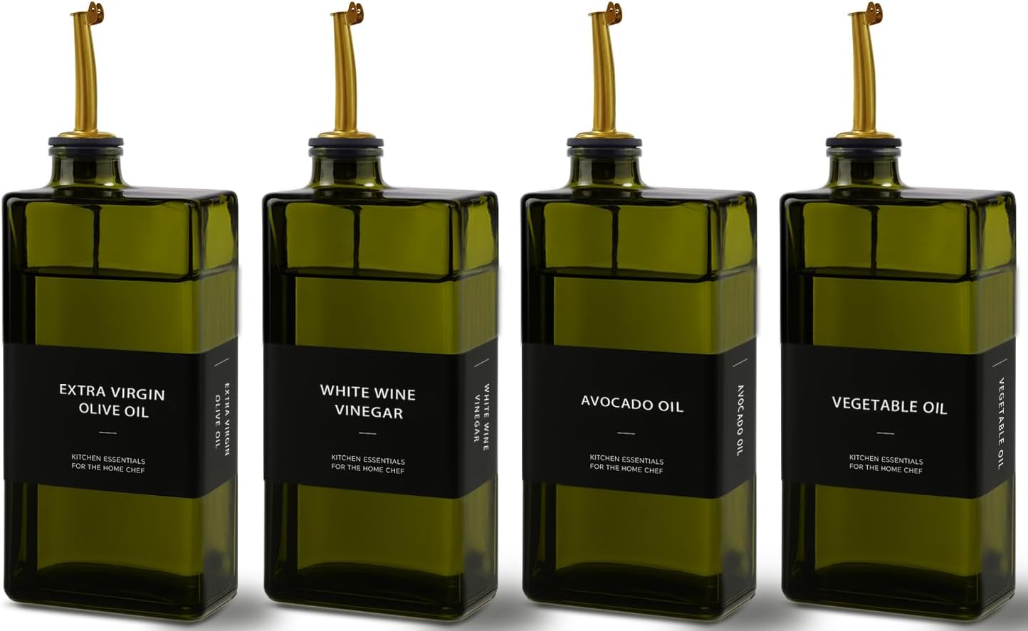 Olive Oil Dispenser Bottle for Kitchen 16.9oz, UV-Blocking Oil and Vinegar Dispenser Set, Leakproof Oil Container for Home, Restaurant (Green, Set of 4)
