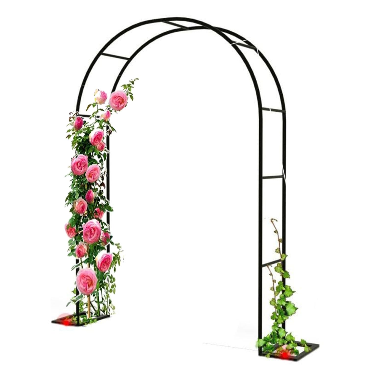 Iron Garden Trellis 320 cm, metalowa podpórka do roślin pnących róż i winorośli, biała i czarna, dekoracja ślubna na zewnątrz, ocynkowana róża
