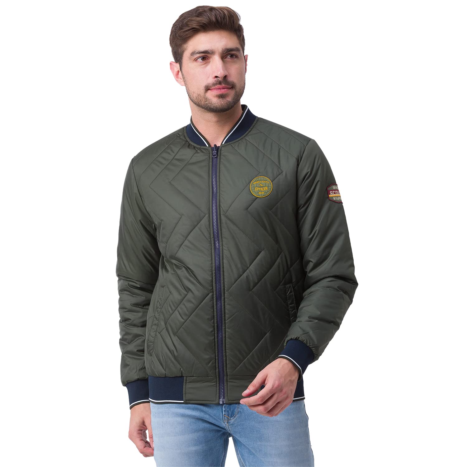spykar Charcoal Grey Mint Green Polyester Full Sleeve Casual Jacket for Men-picture-38
