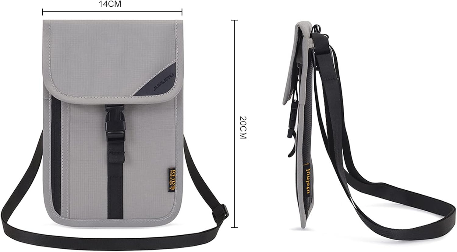 ALLMIRA パスポートケース 首下げ RFID スキミング防止 超軽量 多機能 クラスプ付き 多機能収納ポケット 紙幣 カード 小銭 ペン 鍵 スマホ 収納可 大容量 トラベルポーチ 貴重品入れ ネックポーチ IDカードケース 防犯用品 クラッチバッグ 軽量 防水 海外チケッ ト証明書保護カバー 旅行便利グッズ ポーチ 男女兼用 (ブラック)