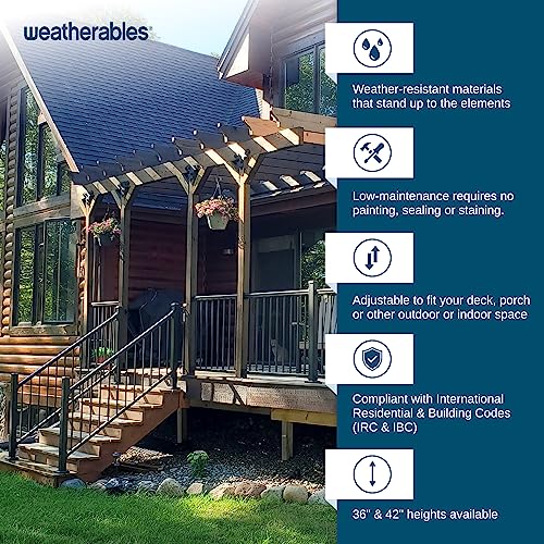 Image of Weatherables Stanford Railing Post Kit Aluminum Post Kit for Stanford Railing, Made with Durable & Low-Maintenance Black Textured Powder-Coat Finish (2.5 in. x 2.5 in. x 39 in.)