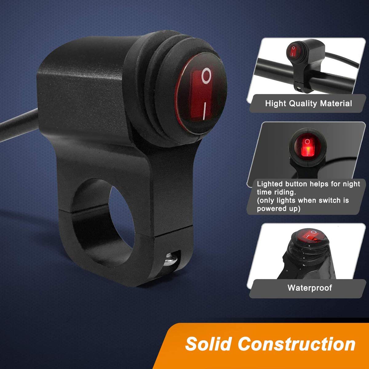 Greluma interruttore manubrio motocicletta ATV 12V lega alluminio impermeabile luce