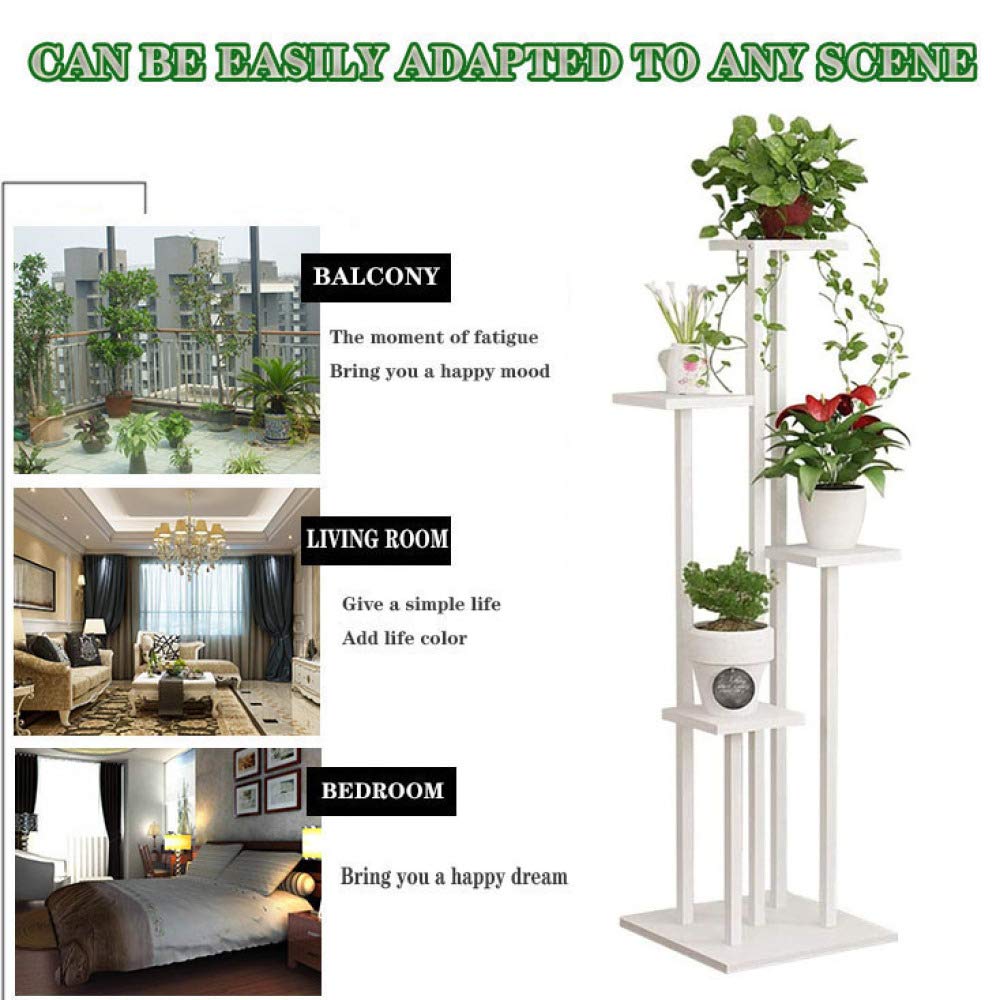 Supporto per Piante, portavasi per Fiori, in Legno, portavasi, fioriera, espositore per Bonsai, scaffale portaoggetti per Esterni, Interni, Giardino, Patio, Balcone, 4 portavasi, Altezza 140