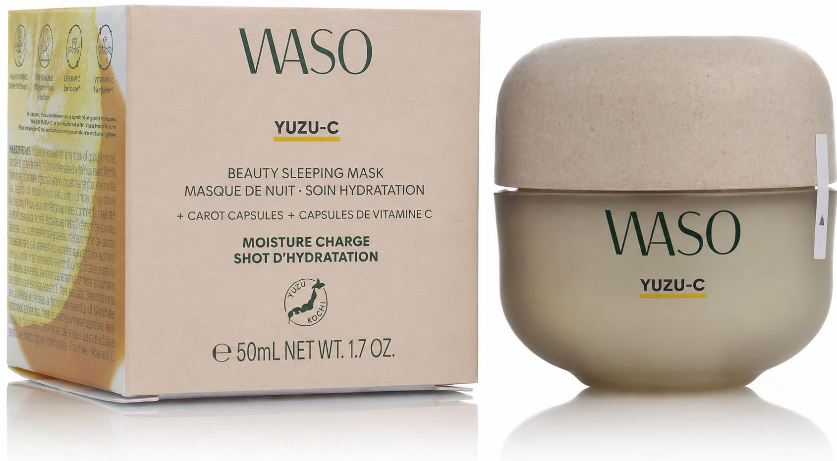 Sheised Waso Yuzu-C Maschera Notte Idratante con Vitamina C, 50 ml