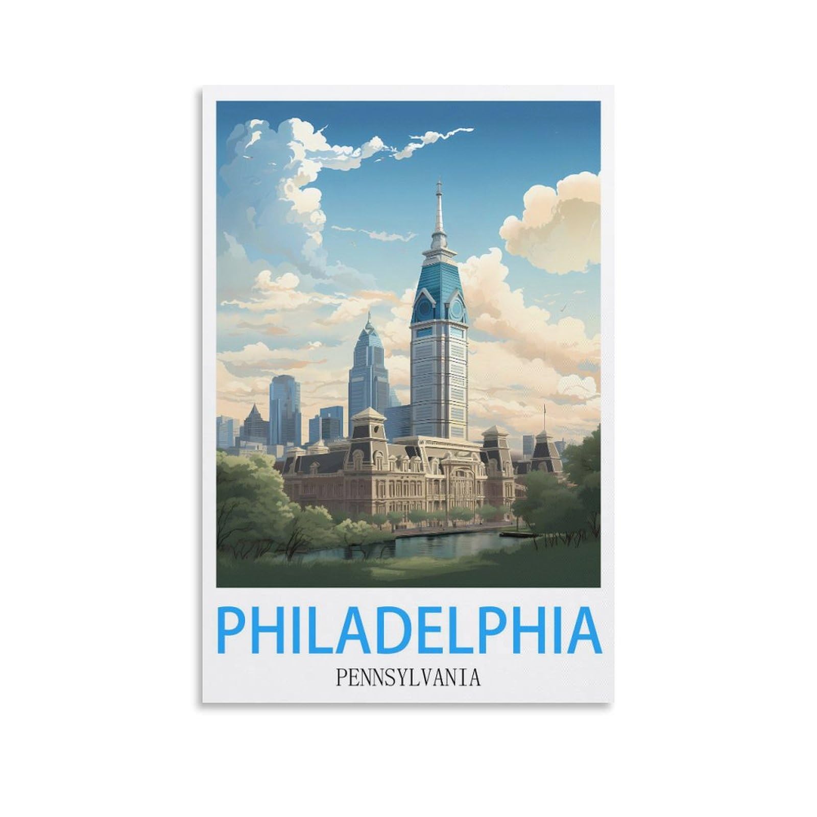 EZMLFA 5D Diamond Art Kits for Beginner,Philadelphia Pennsylvanias,Diamond Art House DIY Diamond Art Kits for Home Wall Decor 30x40cm