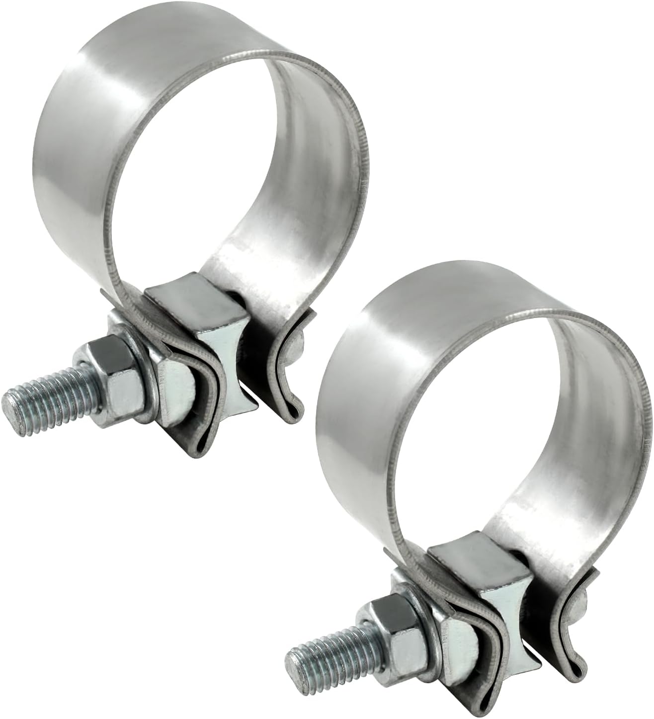 2 inch Exhaust Clamp, 2 Exhaust Clamp Stainless Steel Narrow Band Muffler Clamp Butt Joint Exhaust Clamp, 2Pcs