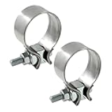 PHITUODA 2 inch Exhaust Clamp, 2 Exhaust Clamp Stainless Steel Narrow Band Muffler Clamp Butt Joint Exhaust Clamp, 2Pcs